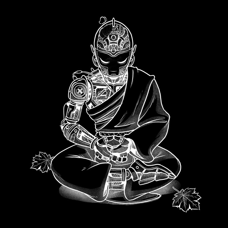 Meditation Robot Monk Minimalist