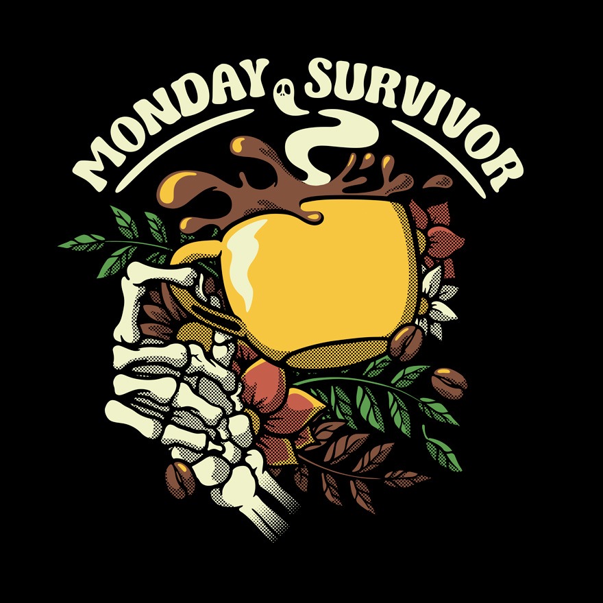 Monday Survivor Skeleton Hand Coffee