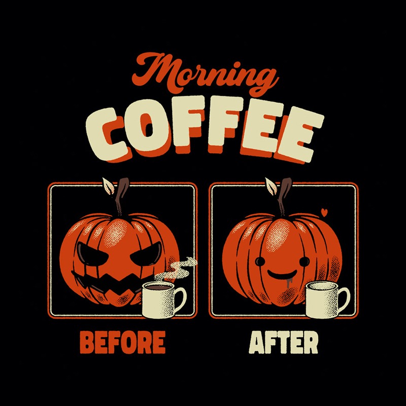 Morning Coffee Before and After Funny Pumpkin