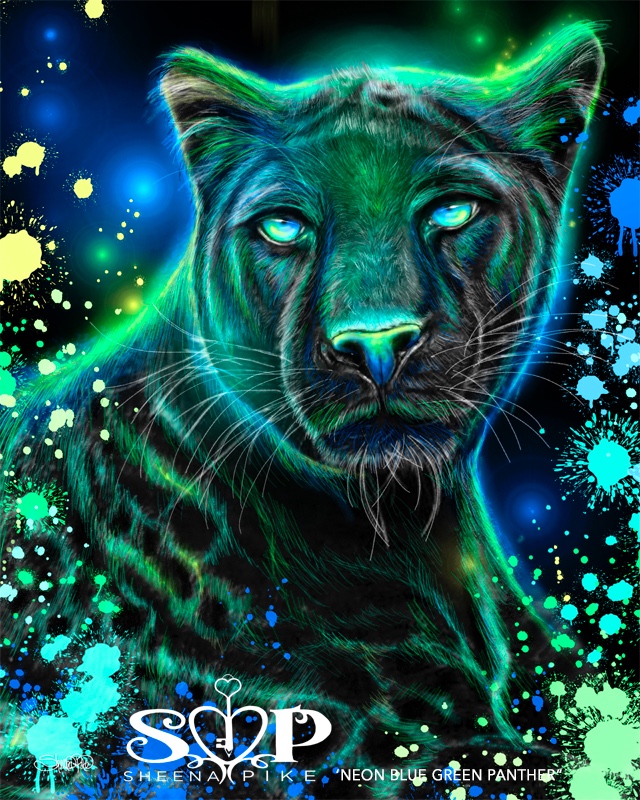 Neon Blue Green Panther