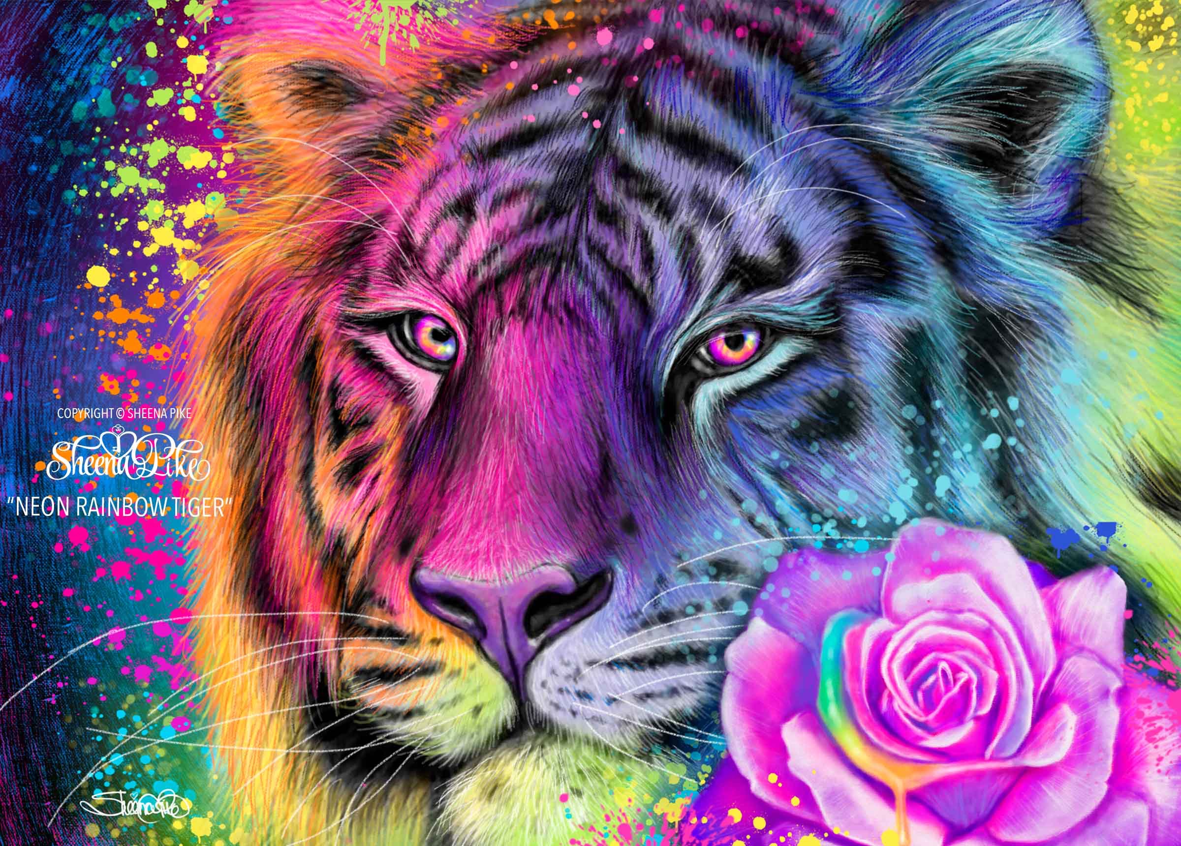 Neon Rainbow Tiger