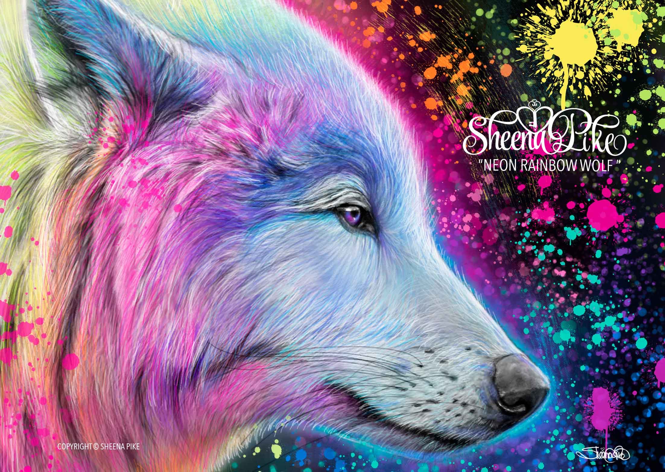 Neon Rainbow Wolf