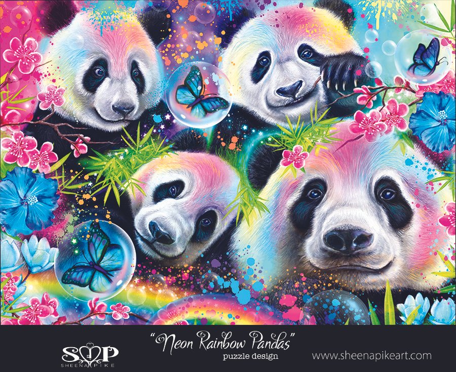 Neon Rainbow Pandas