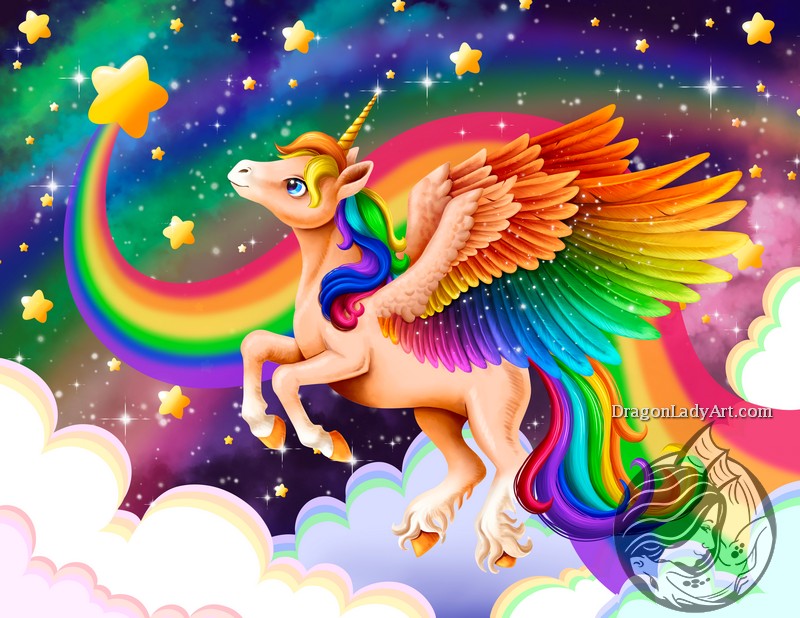 Orange Rainbow Pegasus