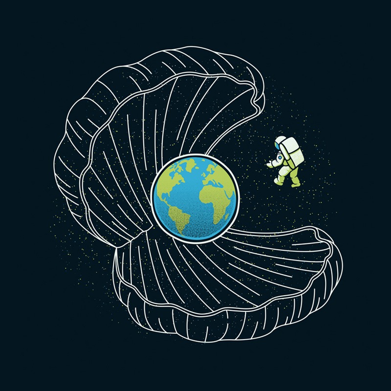 Oyster Pearl Earth Astronaut