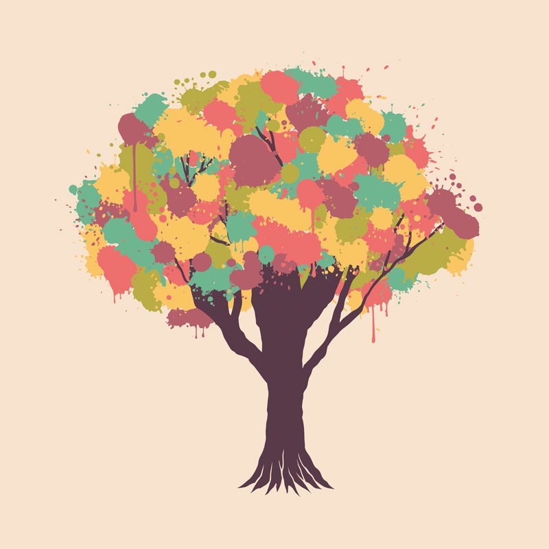 Painted Tree Colorfull Leaves Nature Design