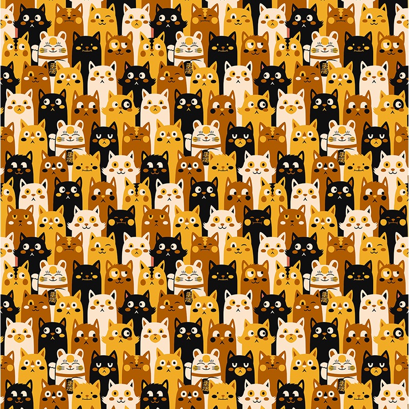 Pattern Cat Maneki Neko Brown