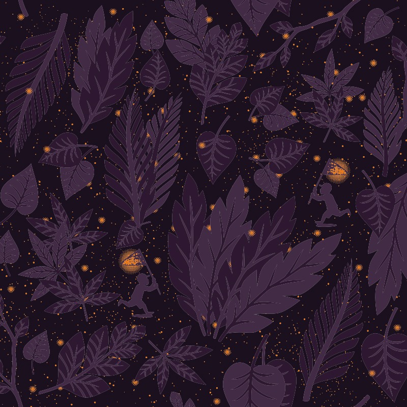 Pattern Dark Forest Kid Fireflies