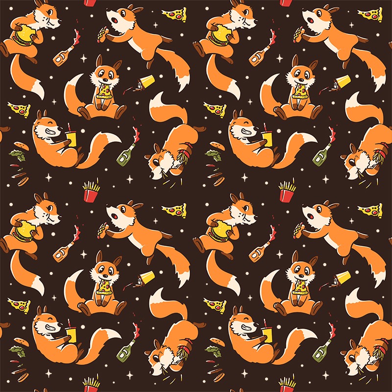 Pattern Fast Food Foxes