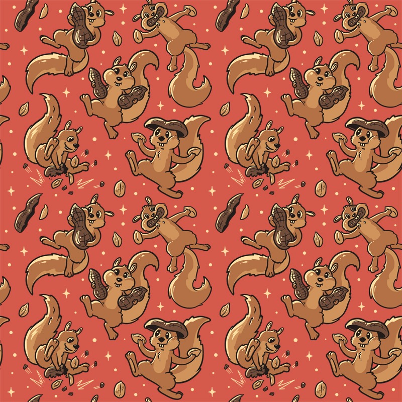 Pattern Peanut Cute Squirrels