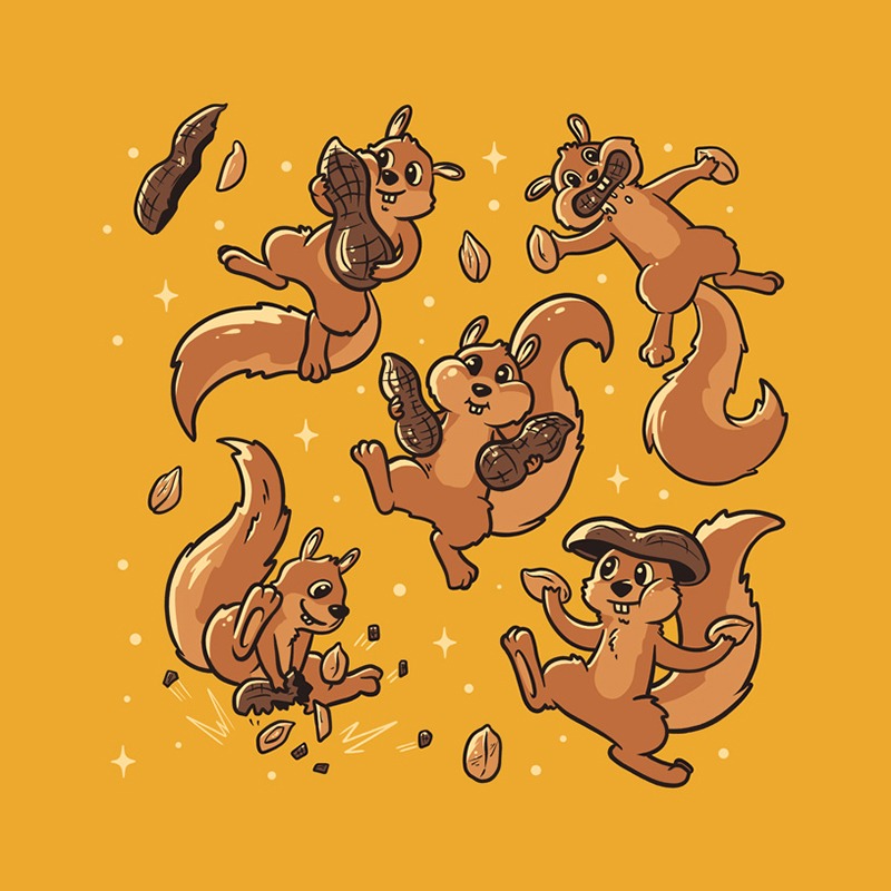 Peanut Cute Squirrels Yellow