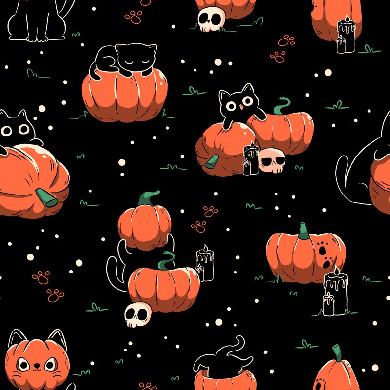 Pumpkin Halloween Cats Patttern