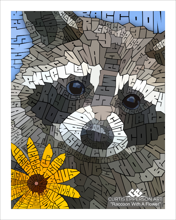 Raccoon With A Flower
