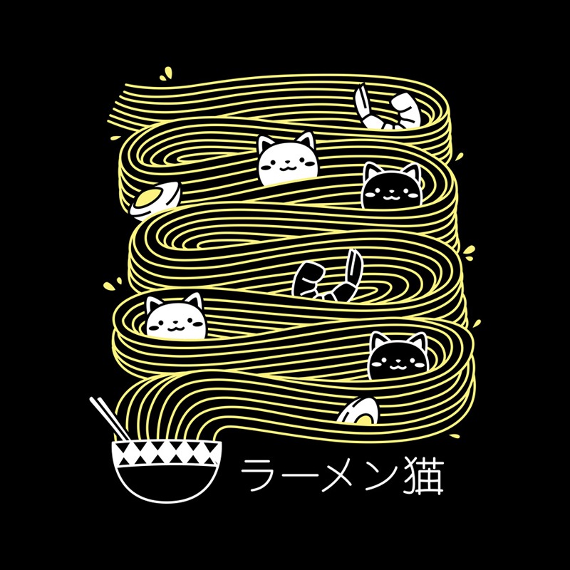 Ramen Lines Minimalist Cat Square