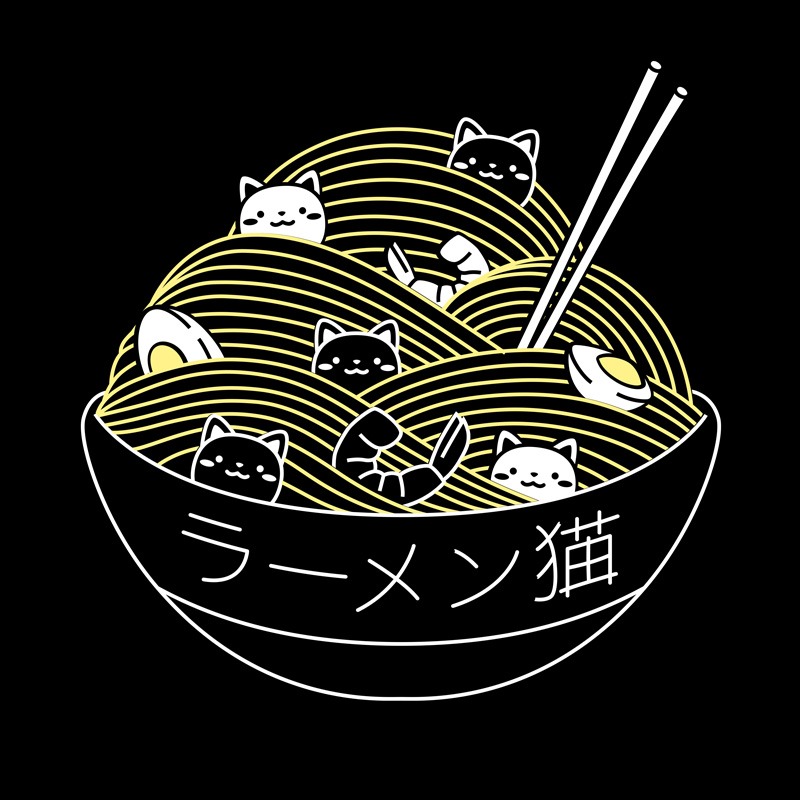 Ramen Lines Minimalist Cat