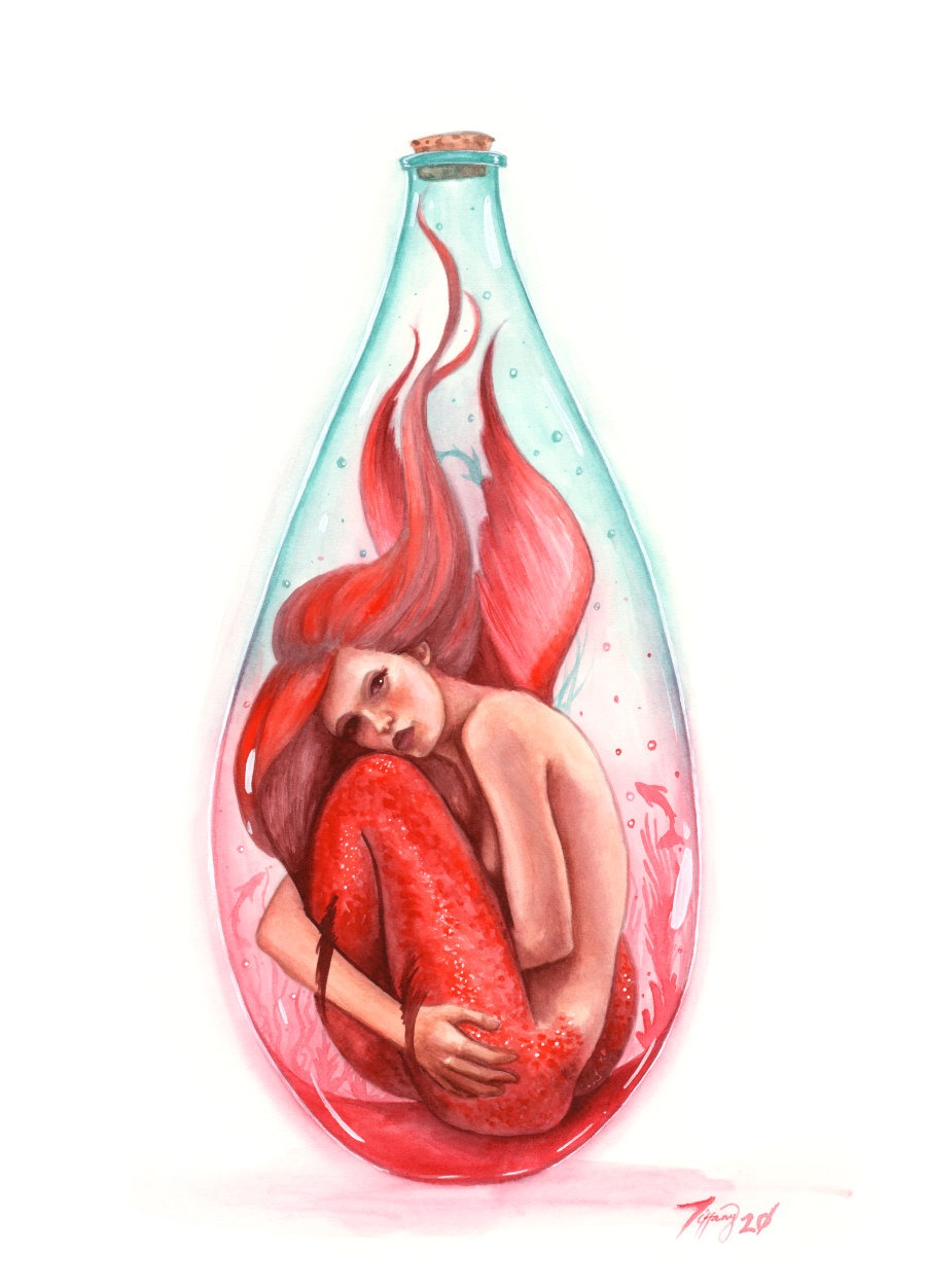 Red Bottle Mermaid