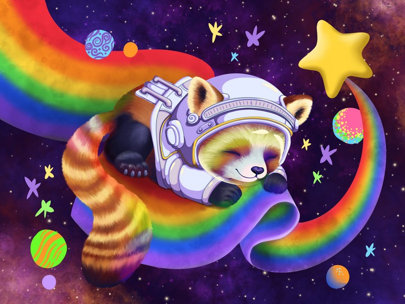 Cute Space Red Panda