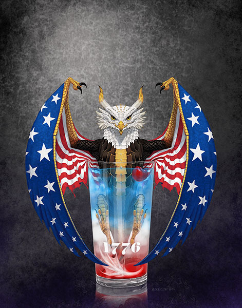 RED WHITE AND BLUE COCKTAIL DRAGON