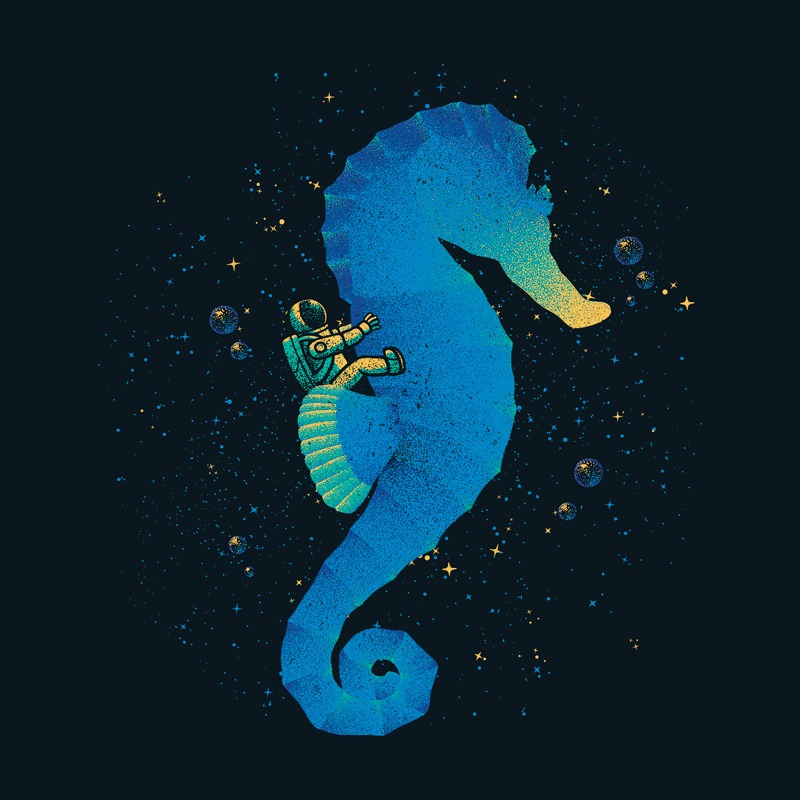 Riding a Sea Horse Astronaut