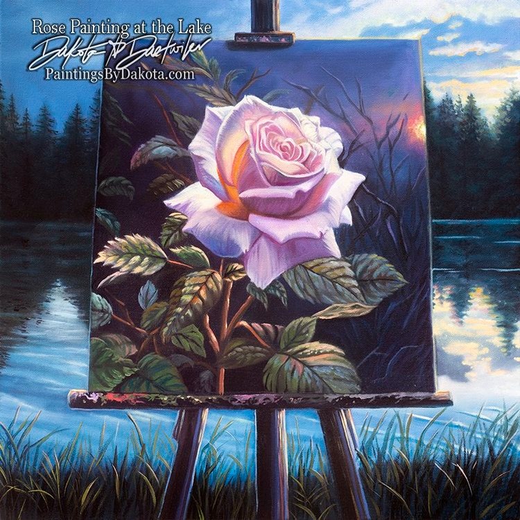 Rose Painting at the Lake