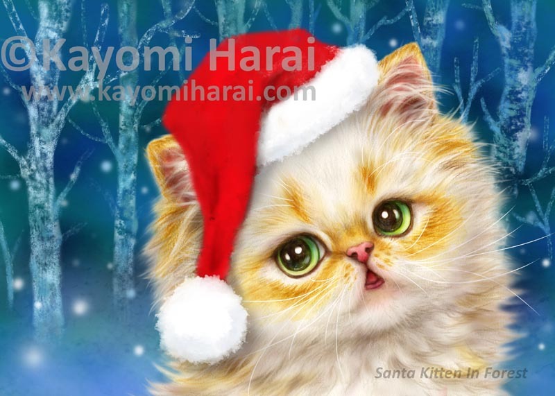 Santa Kitten In Forest