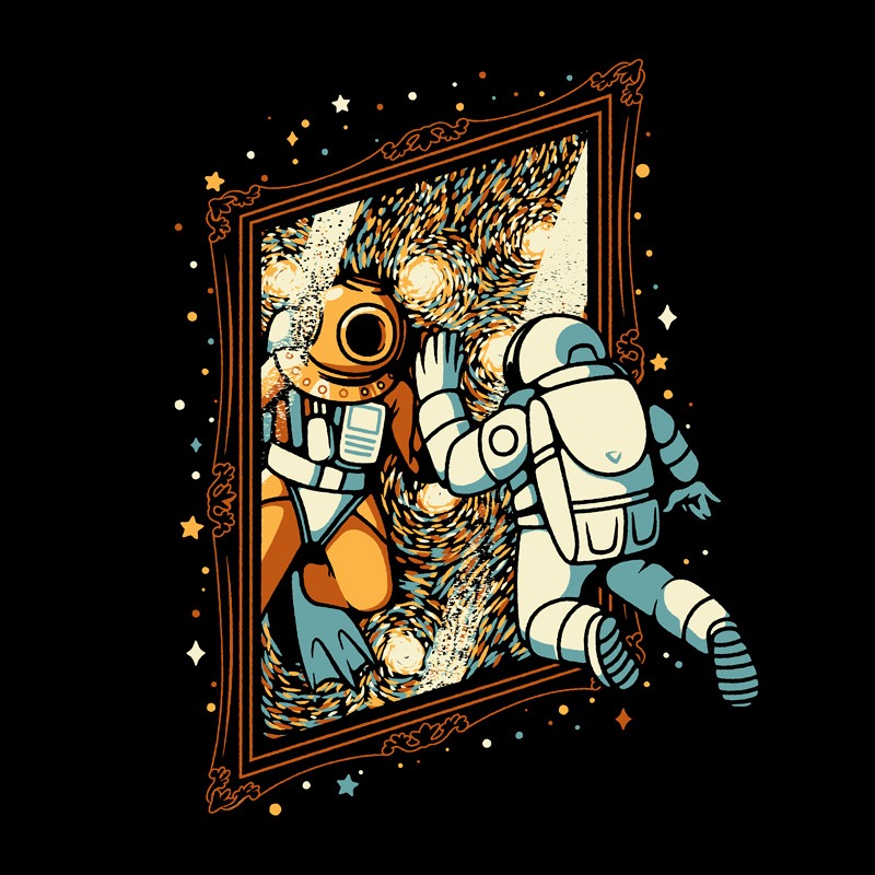 Scuba Diver Astronaut Van Gogh Painting