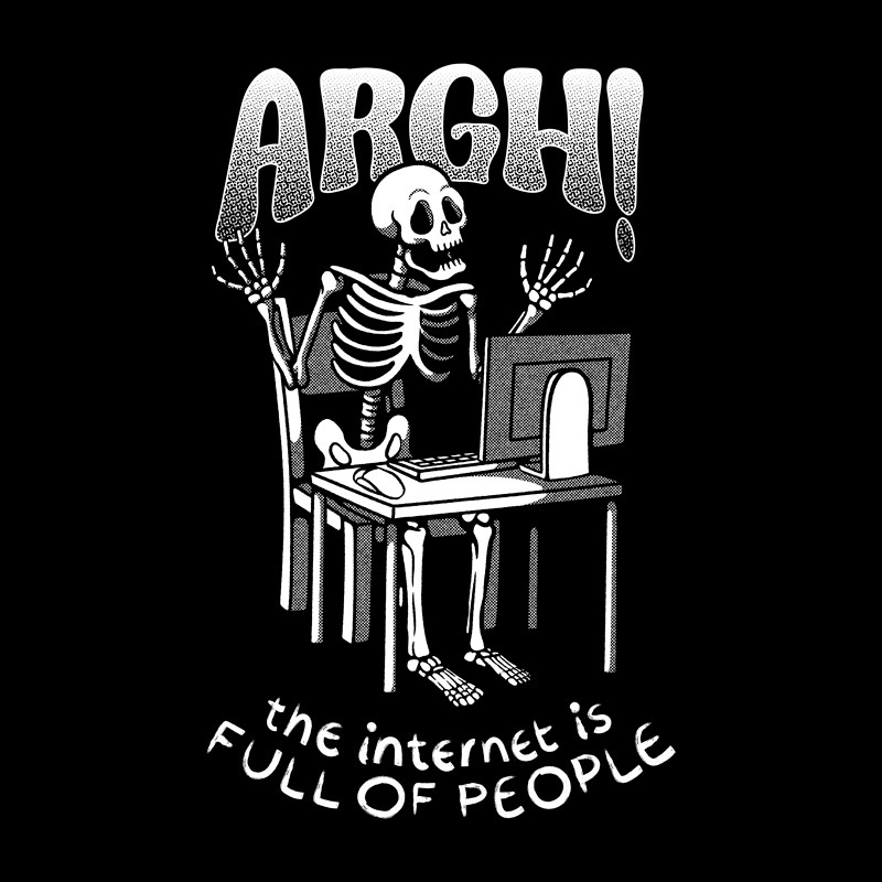 Skeleton Computer Internet Full Of People