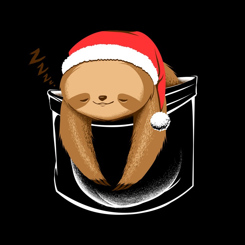 Sloth in a Pocket Xmas Black