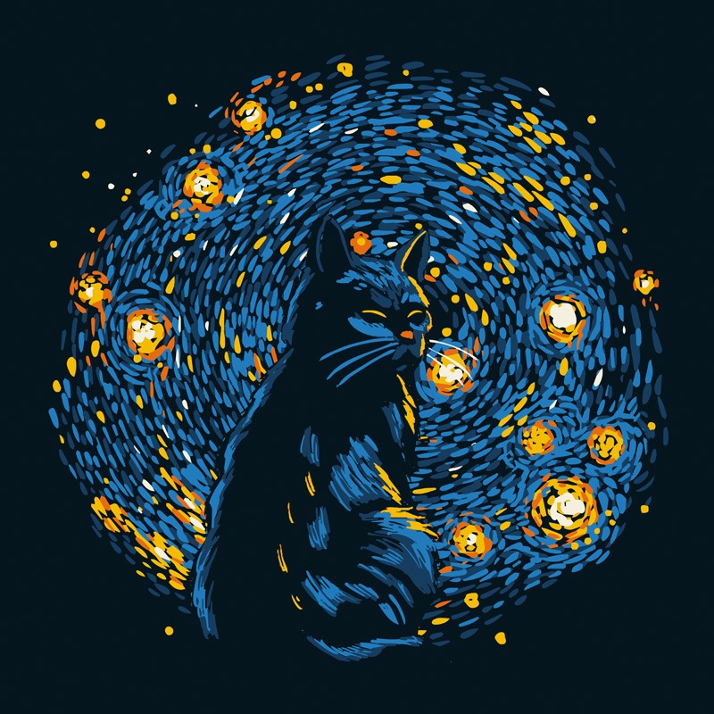 Starry Night Black Cat
