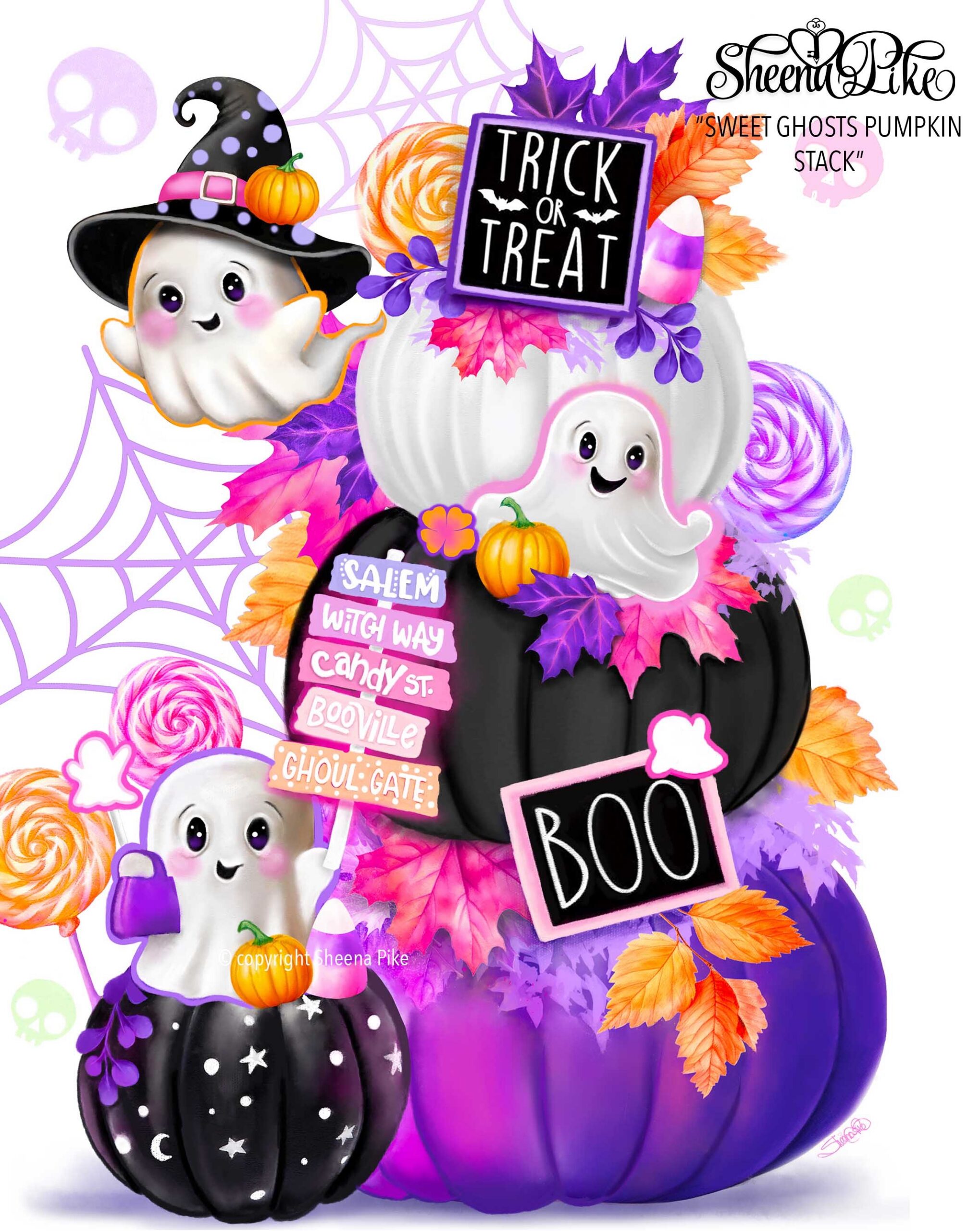 Sweet Ghosts Pumpkin Stack