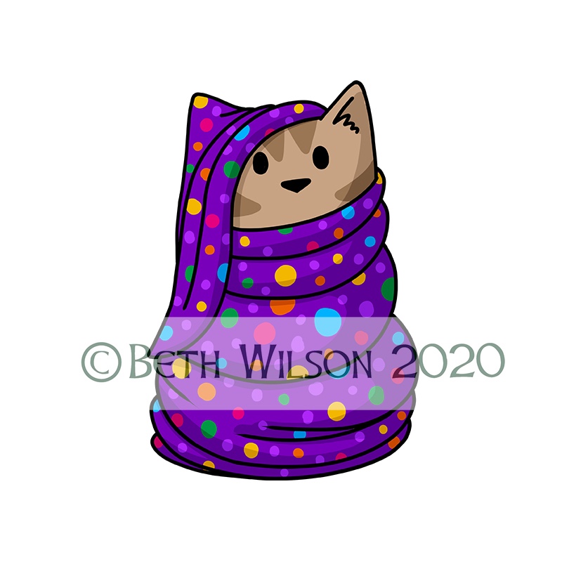 Tabby cat in a blanket