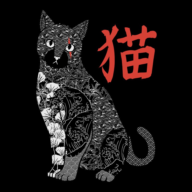 Tattooed Cat Japanese Patterns Vintage