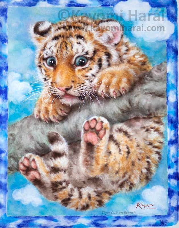 Tiger Cub On Branch