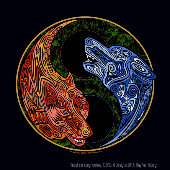 Tribal Yin Yang Wolves