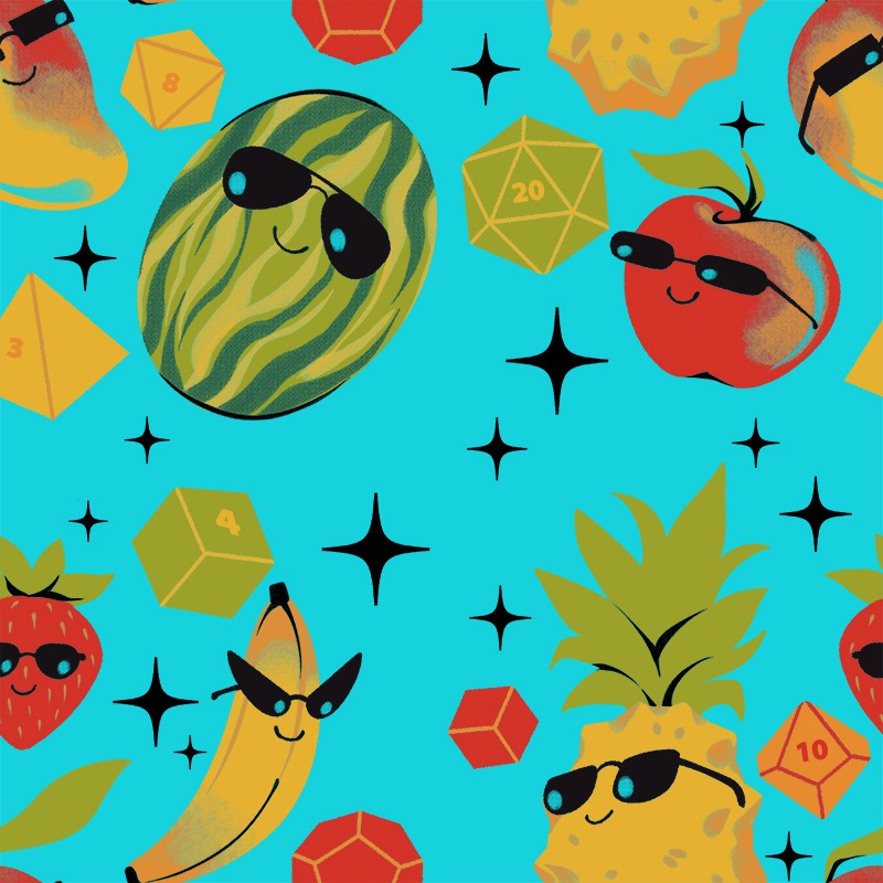 Tropical Cool Fruits Dice Pattern