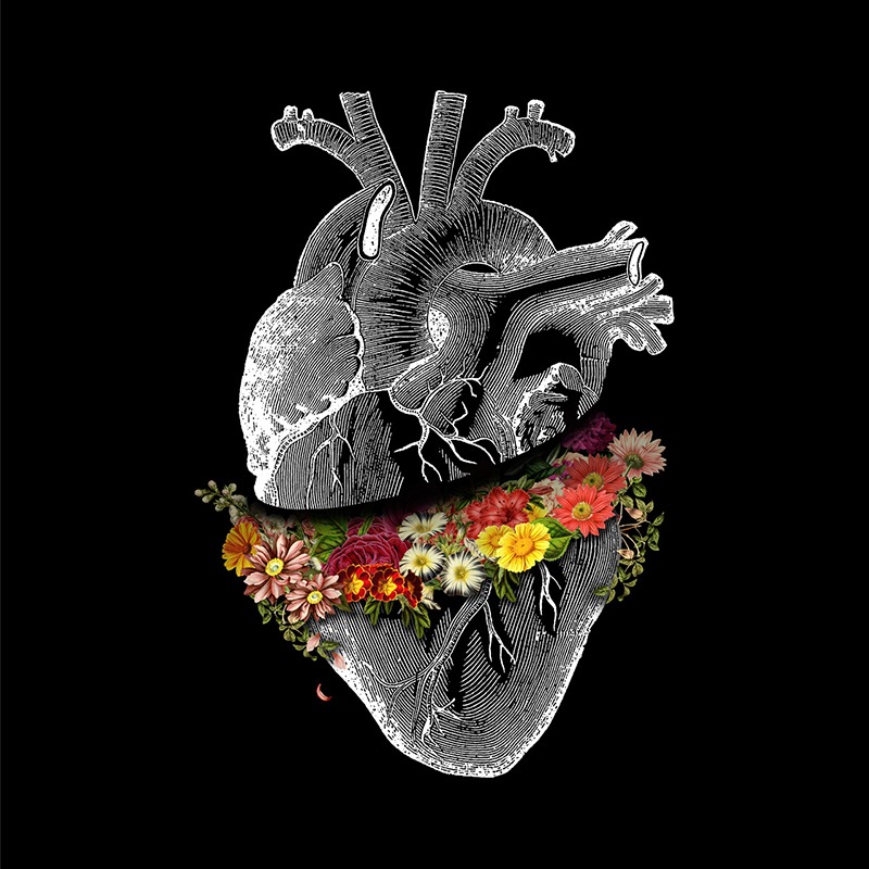 Vintage Heart Flower Collage