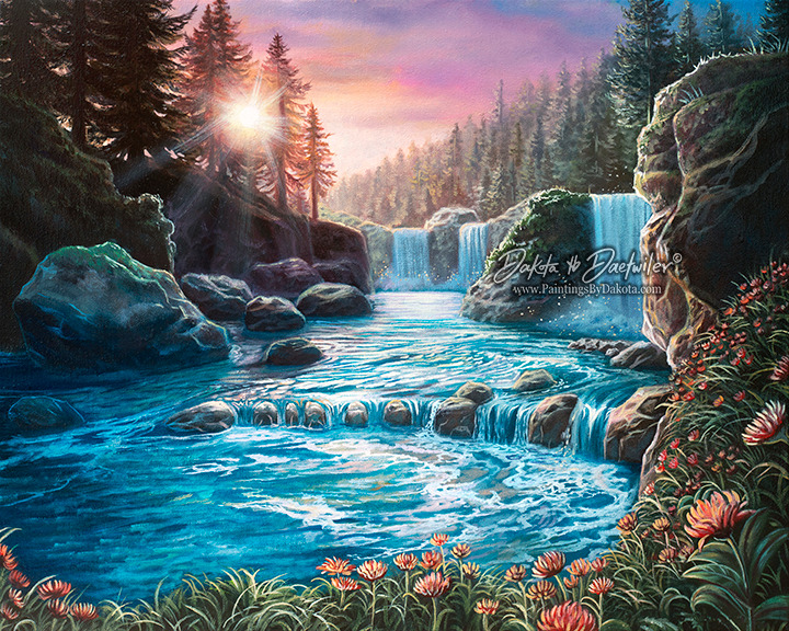 Waterfall Sunset