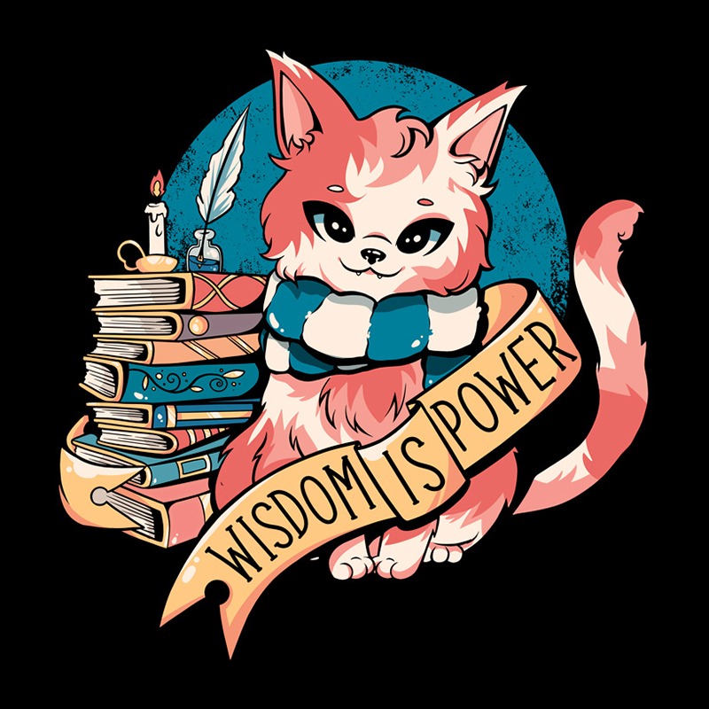 Wisdom is Power Books and Cat