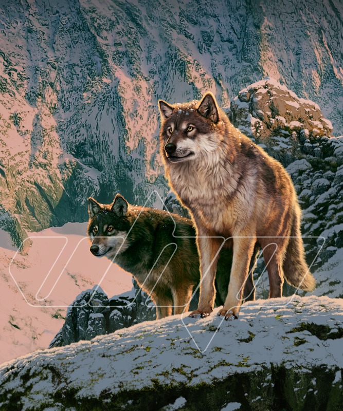Wolf Couple in Sunset
