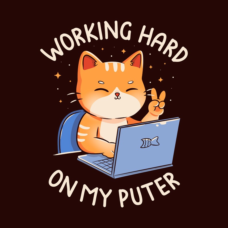 Working Hard On My Puter Cute Cat