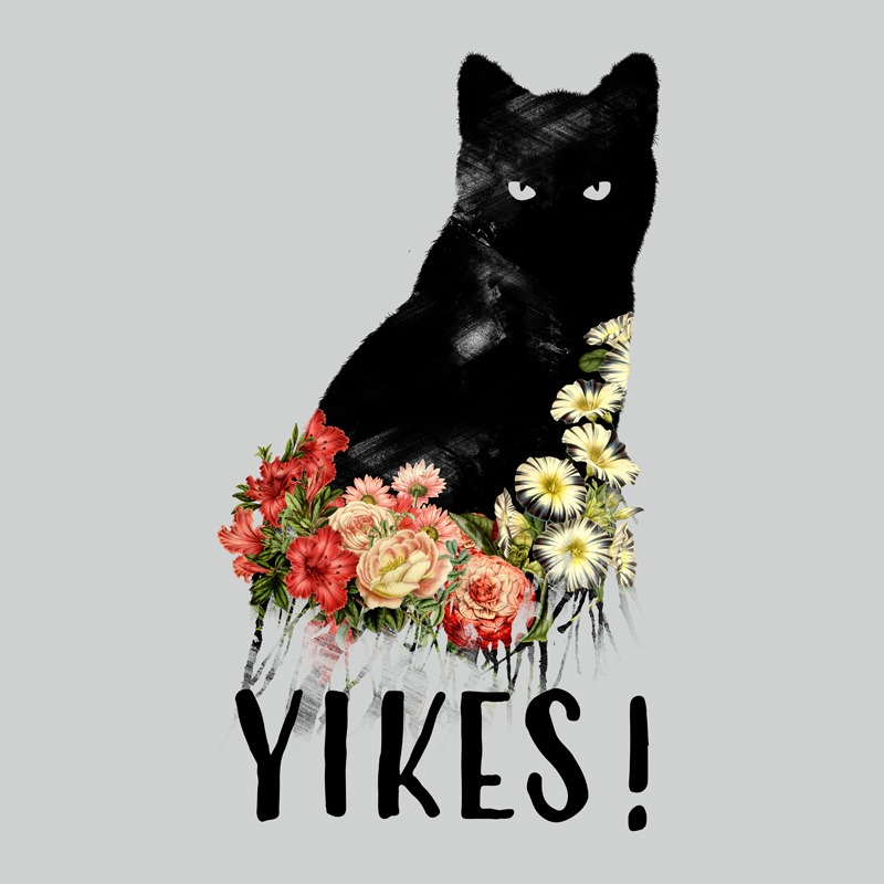 YIKES! Black Cat Vintage Flower