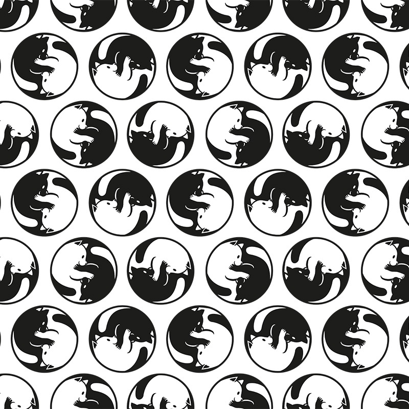 Yin Yang Cat Tao Pattern