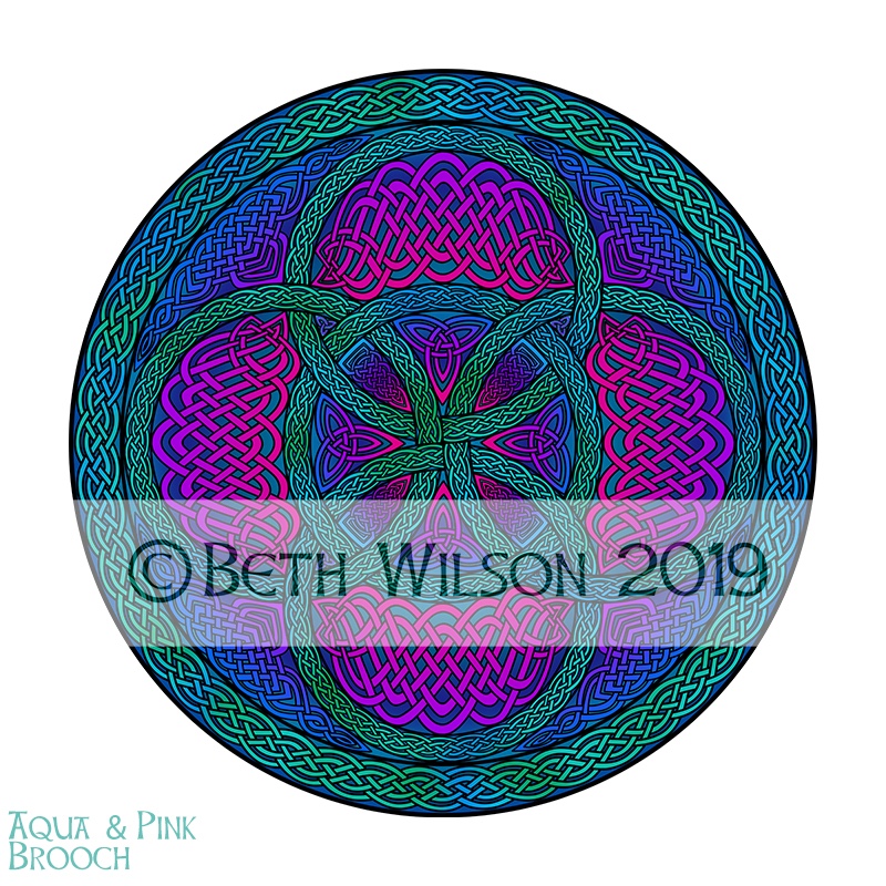 Aqua and Pink Brooch 038