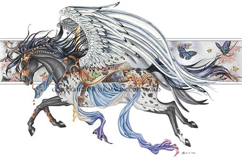 carousel horse cloudy grey