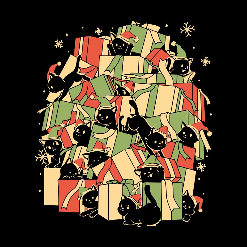 Cat Pile of Presents Xmas Gifts