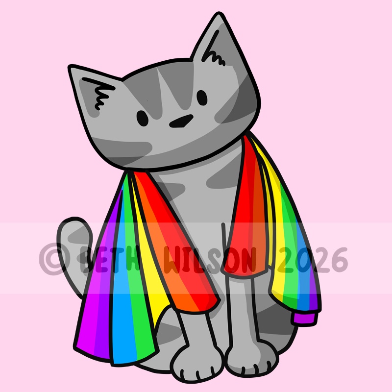 Cat wrapped in pride flag