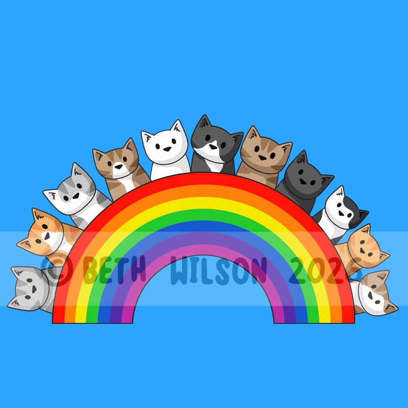 Cats along a rainbow