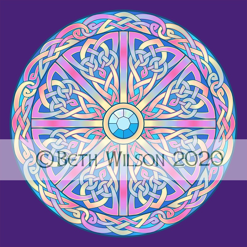Pastel rainbow celtic brooch