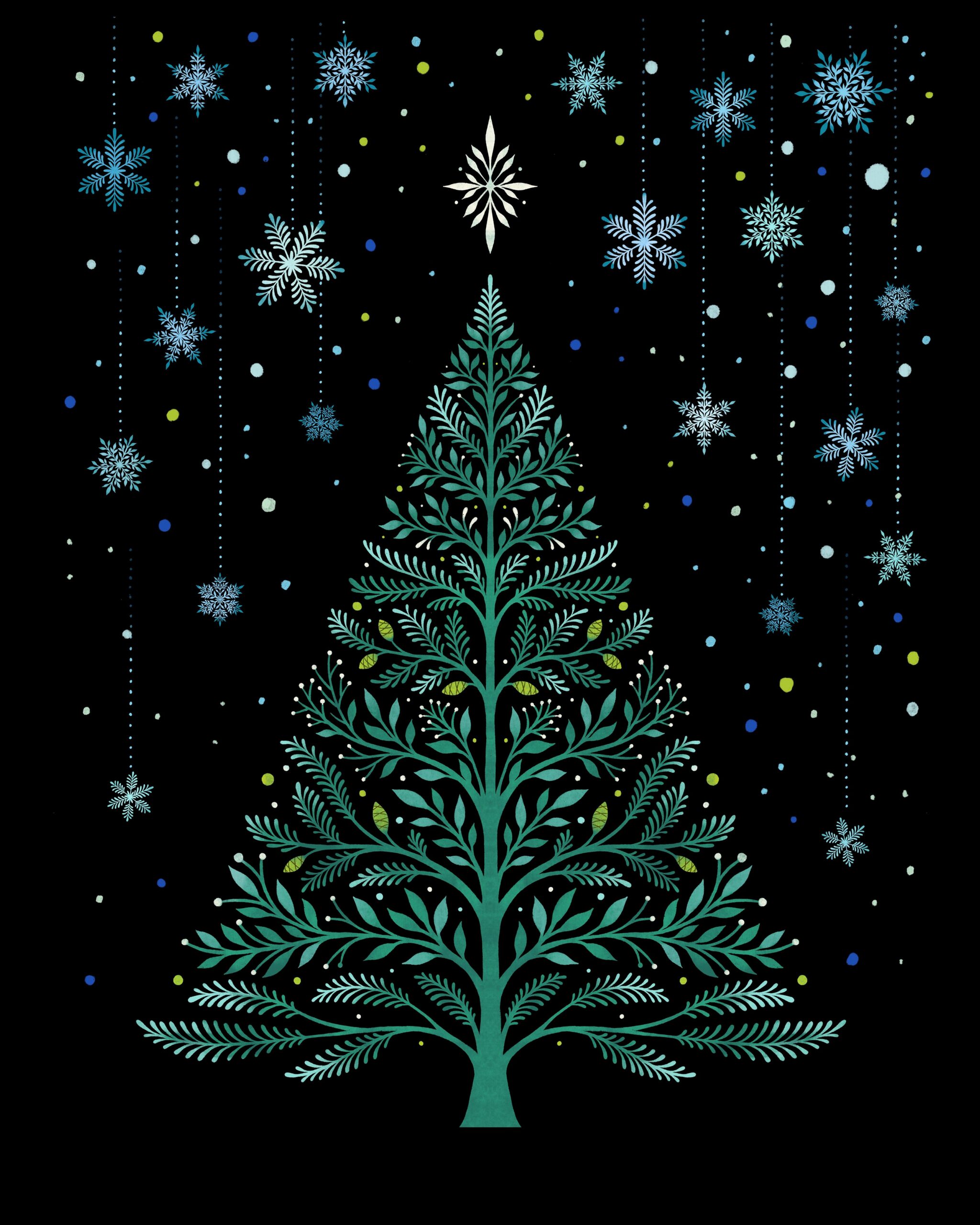 Christmas Night Tree – Snowy