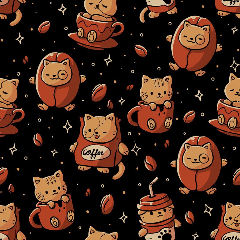 Coffee Cats Pattern